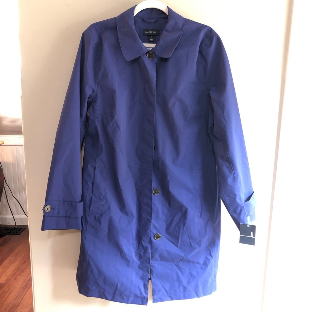 Lands End royal purple / blue trench rain coat